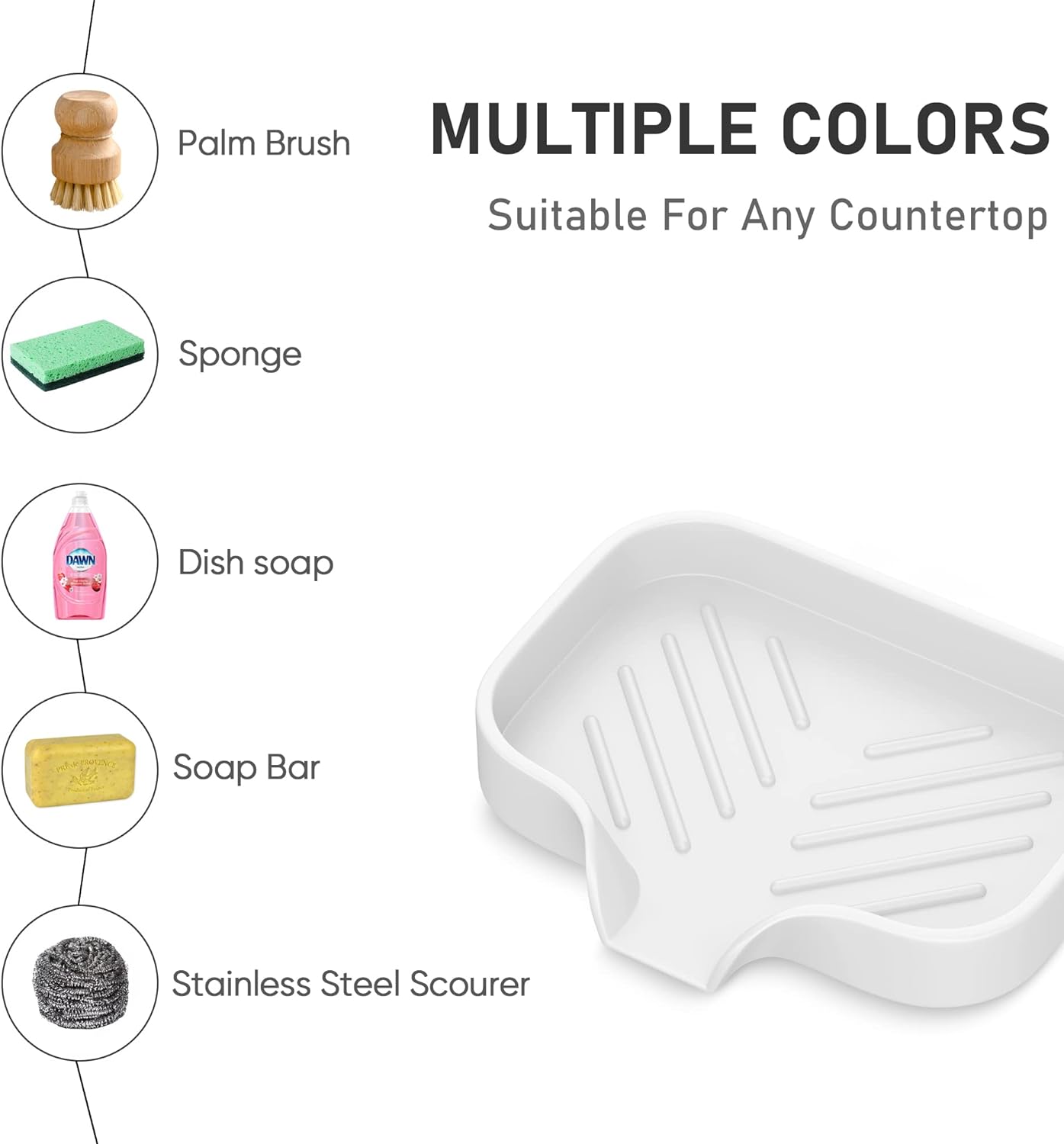 Jabonera de silicona, 4 piezas de soporte de jabón de silicona grueso de gran pureza, bandeja de jabón autodrenante, jabonera de baño, soporte para