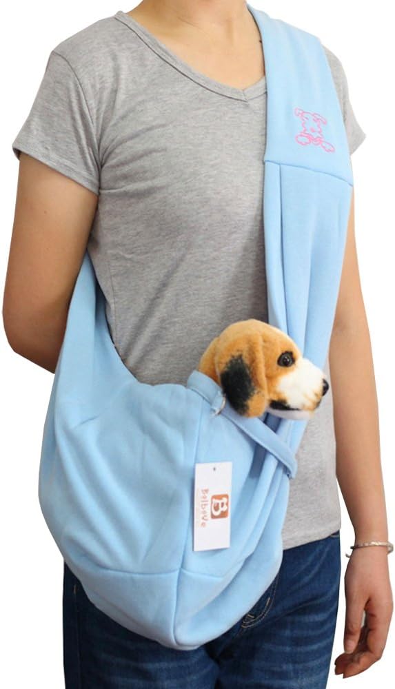 Bandolera porta-mascotas i’Pet manos libres, reversible, suave y cómoda para llevar cachorros, gatos y conejos, bolsa de mano, Azul