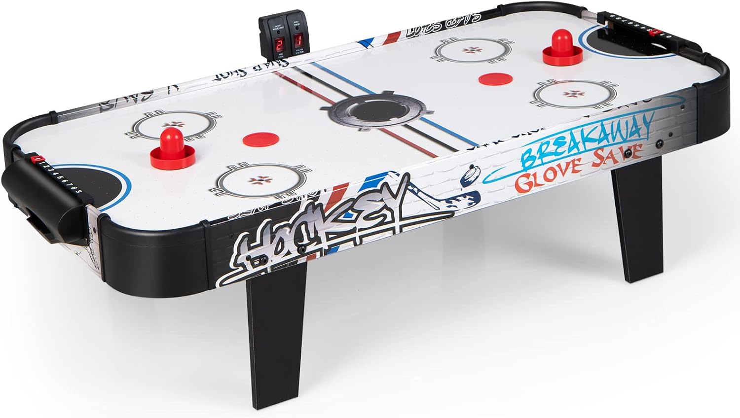 Giantex Mesa de hockey de aire de 42 pulgadas, con 2 discos, 2 huelgas, puntuación electrónica LED, potente motor de 12 V, portátil, juego de hockey