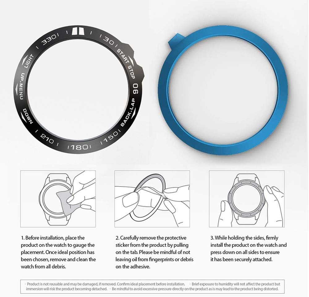 Abanen Para Fenix 5XFenix 5X Plus Bisel de reloj, cubierta adhesiva pulida de acero inoxidable antiarañazos, anillo de cubierta protectora para