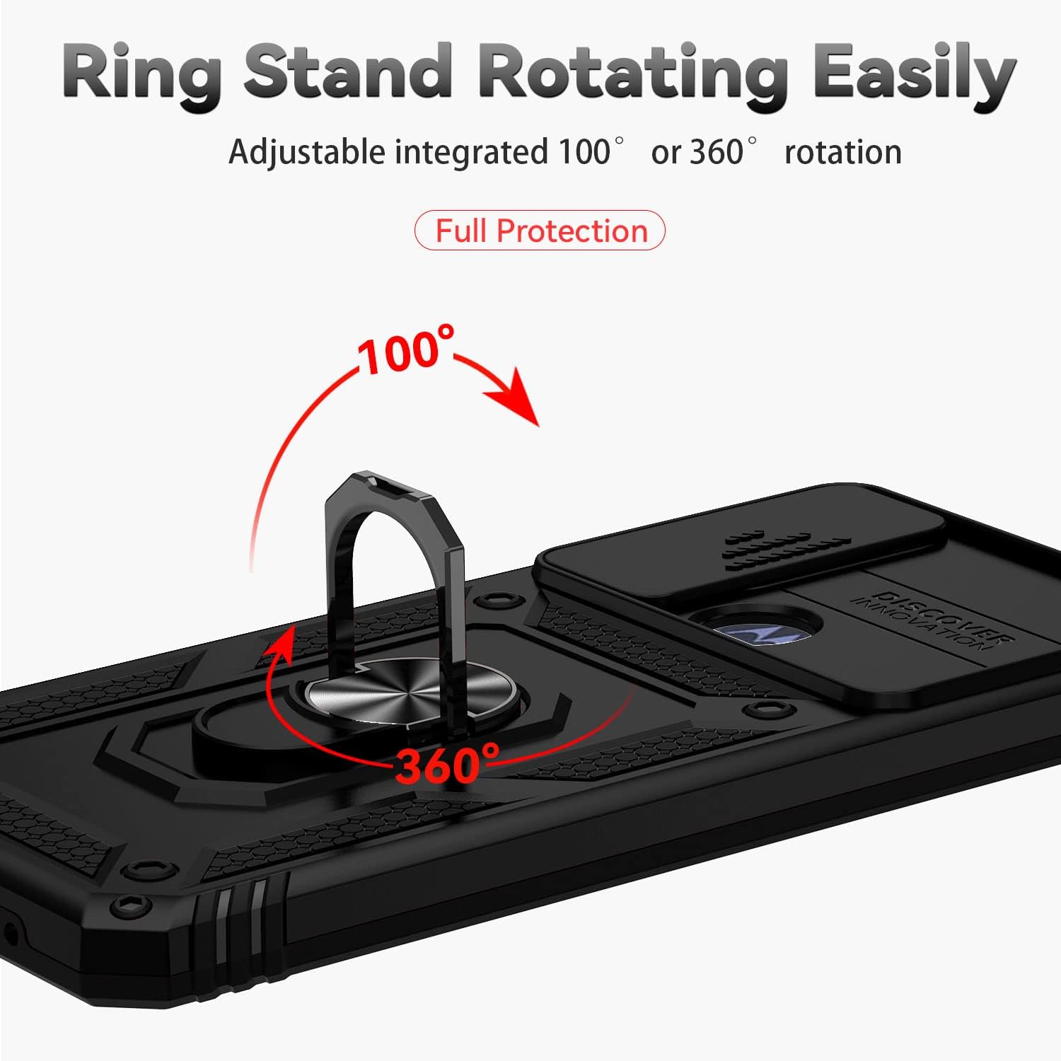 Funda para Motorola G Power 0.18 oz 2022, Moto G Play 2023G Pure 2021 con protector de pantalla 2 piezas, soporte de anillo magnético integrado y