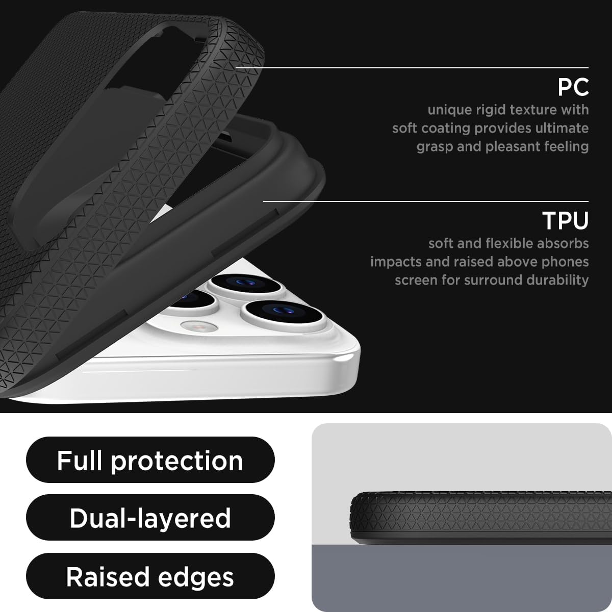 Miimall Funda magnética delgada compatible con iPhone 15 Pro, color negro