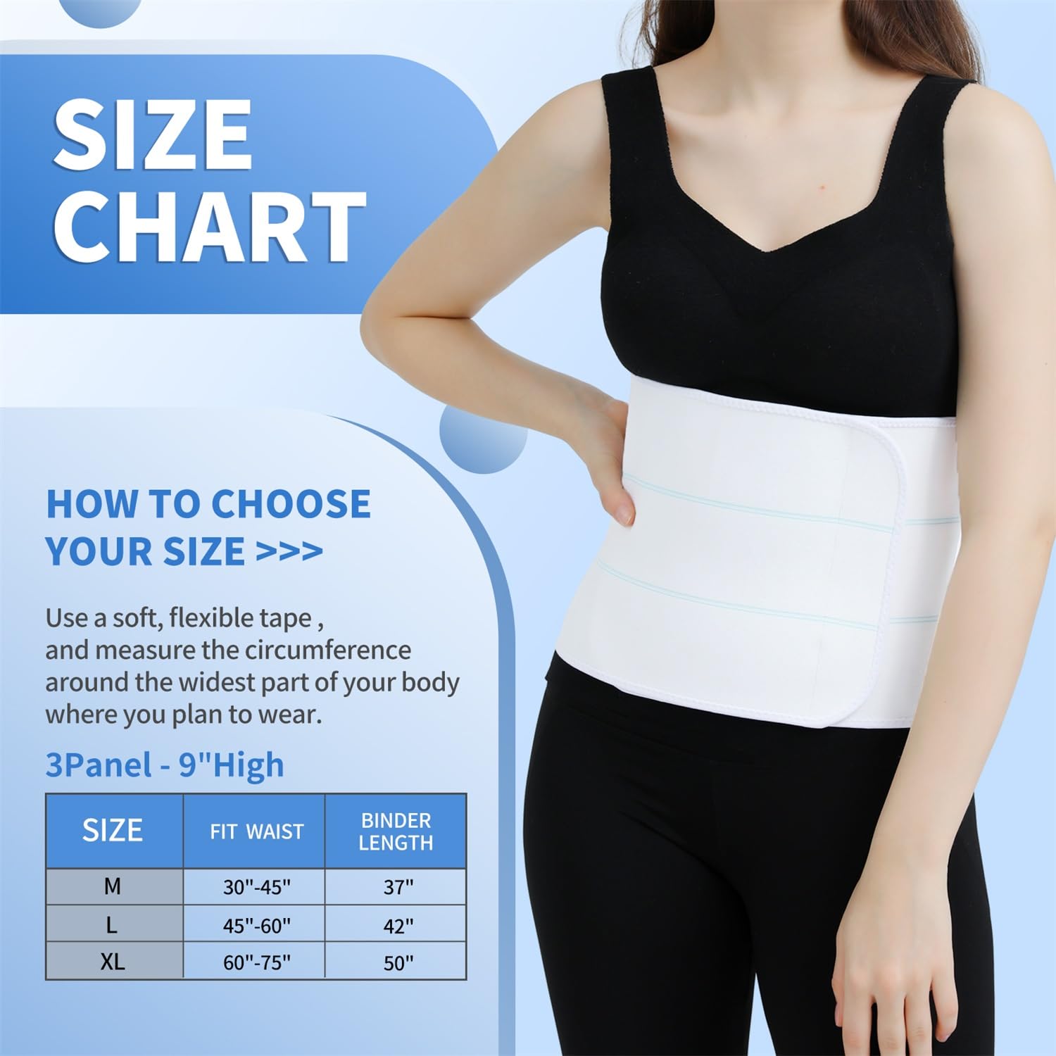 Faja abdominal posoperatoria para mujeres y hombres, banda de compresión para el vientre posparto, agradable a la piel, transpirable, (60 a 75