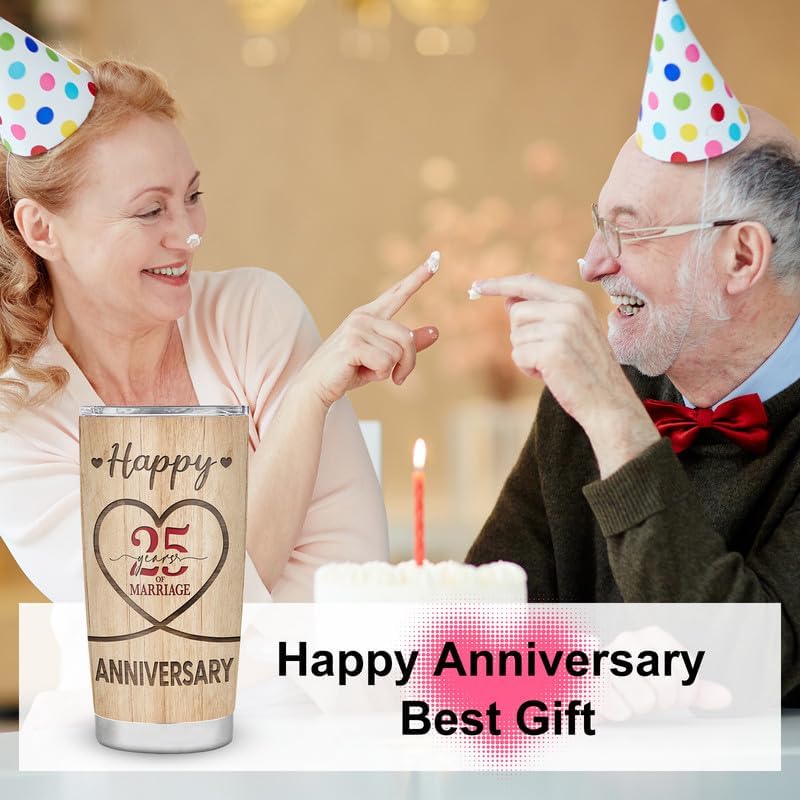 Ani-Cirla Vaso de acero inoxidable aislado al vacío para el 25 aniversario, 25 aniversario de boda, el mejor regalo para pareja, marido, aniversario