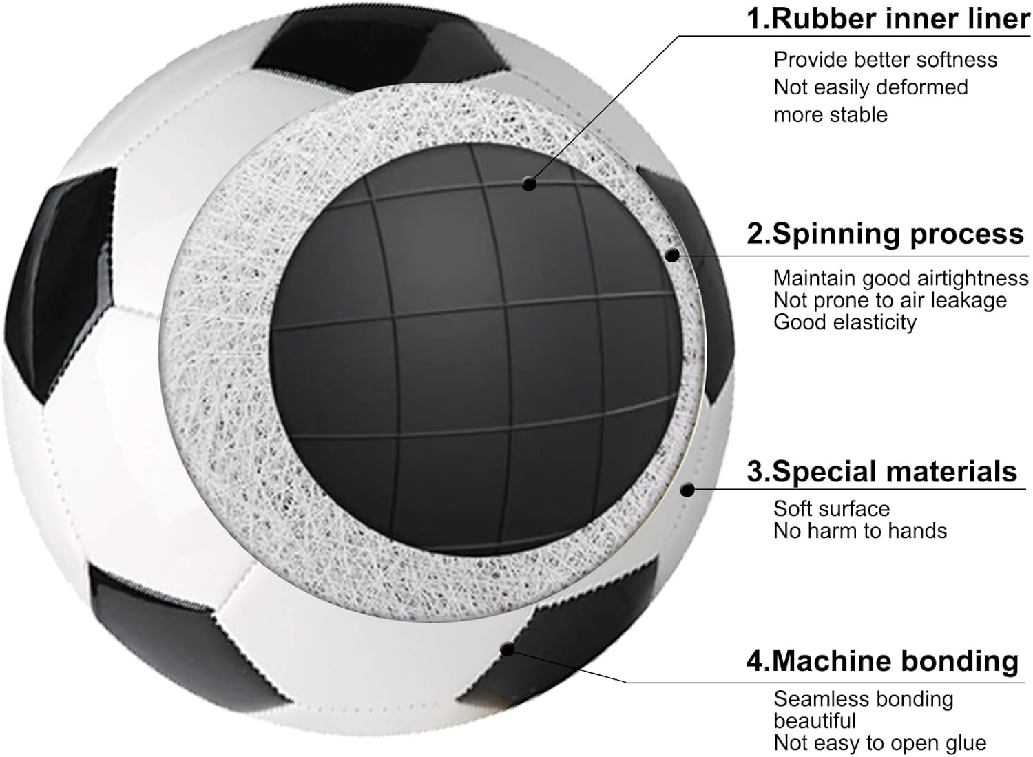 UERMAPTE Soccer Ball Size 5 Classic Black&White Soccer Ball Sports Training Ball Lawn Indoor Outdoor Play BallsKids Gift