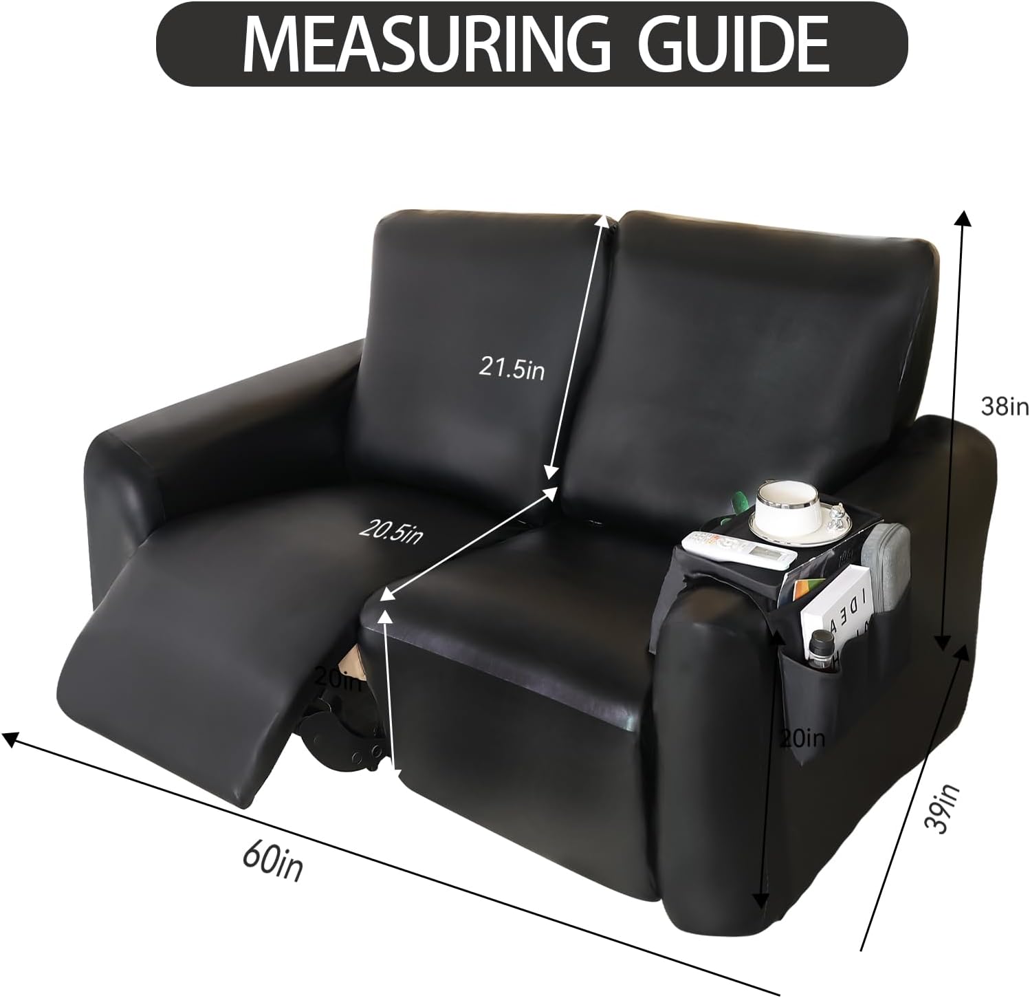 HewTLES Funda reclinable de piel sintética, funda elástica para sofá biplaza, funda impermeable para sofá, funda reclinable de 6 piezas, funda