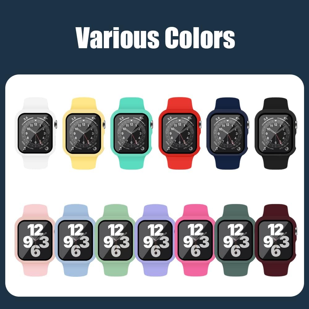 Correa de silicona deportiva y funda con protector de pantalla para Apple Watch Series 9, Series 8, Series 7, Series 6, SE, Series 5, Series 4