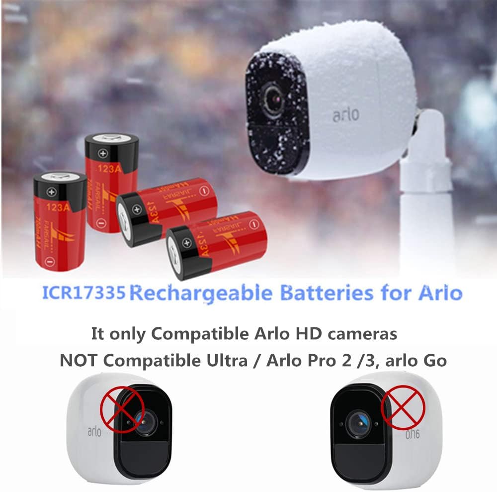Cargador de baterías recargables CR123A, paquete de 8 baterías recargables de 800 mAH 123A para cámaras Arlo VMC3030 VMK3200 VMS3130 3230C 3430