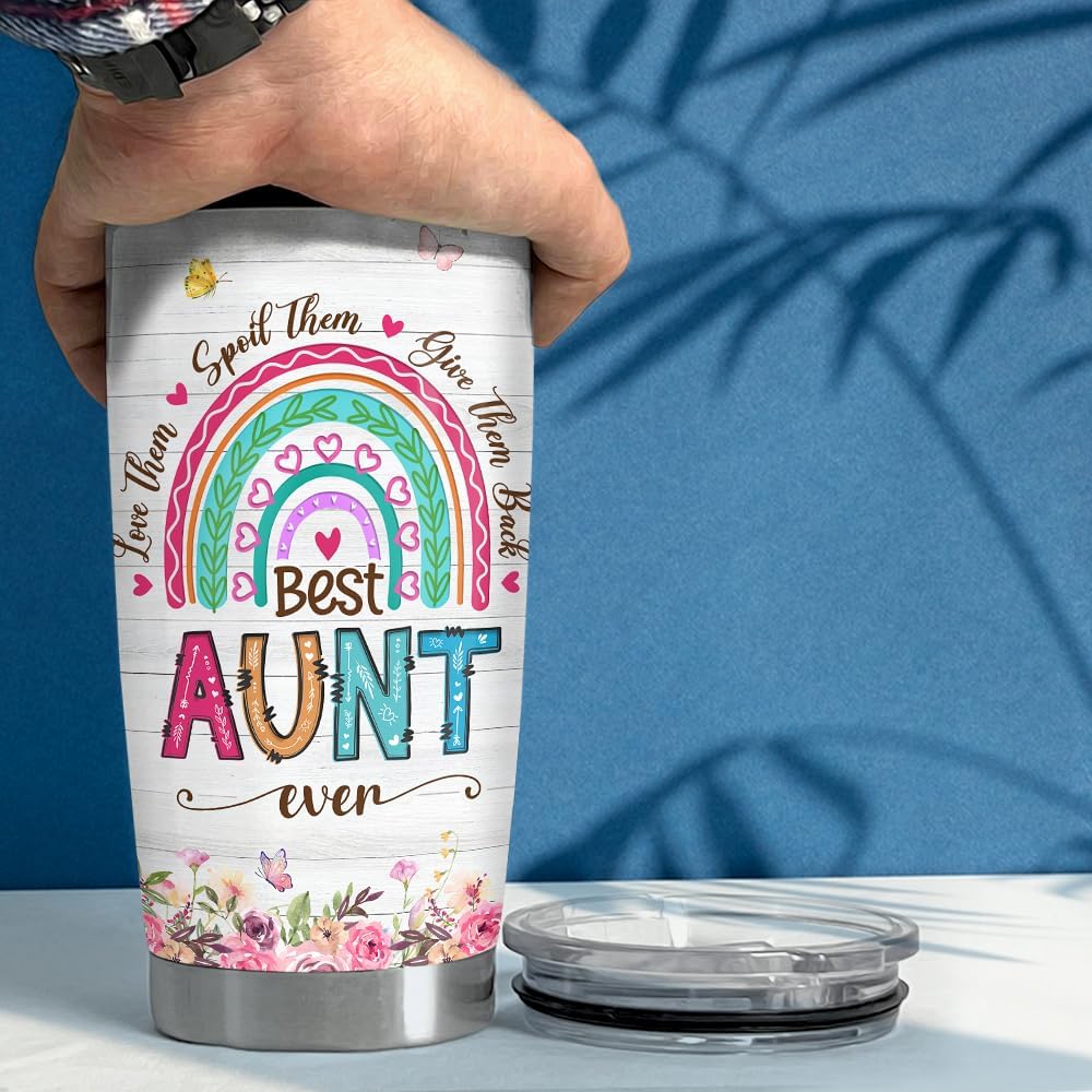 SANDJEST Vaso térmico de acero inoxidable con aislamiento térmico de 20 onzas para tía, regalo para tía, regalo para cumpleaños, Navidad