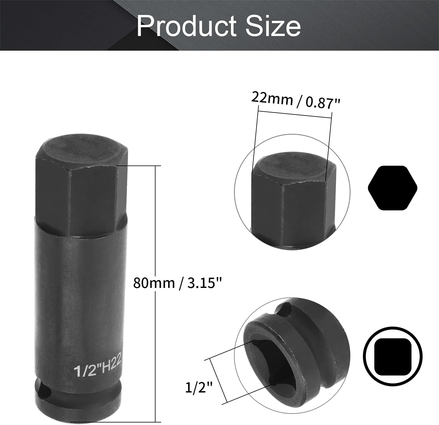 Bettomshin Broca de impacto hexagonal, llave Allen de 12 pulgada, 0.866 in, acero Cr-Mo, destornillador hexagonal de impacto maestro, 1 unidad