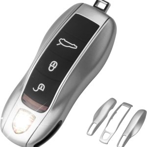QBUC Funda para llavero Porsche, 3 piezas pintadas compatibles con Porsche Cayenne Panamera Macan 911 Boxter Cayman (gris plateado) QBUC Funda para llavero Porsche, 3 piezas pintadas compatibles con Porsche Cayenne Panamera Macan 911 Boxter Cayman (gris plateado)
