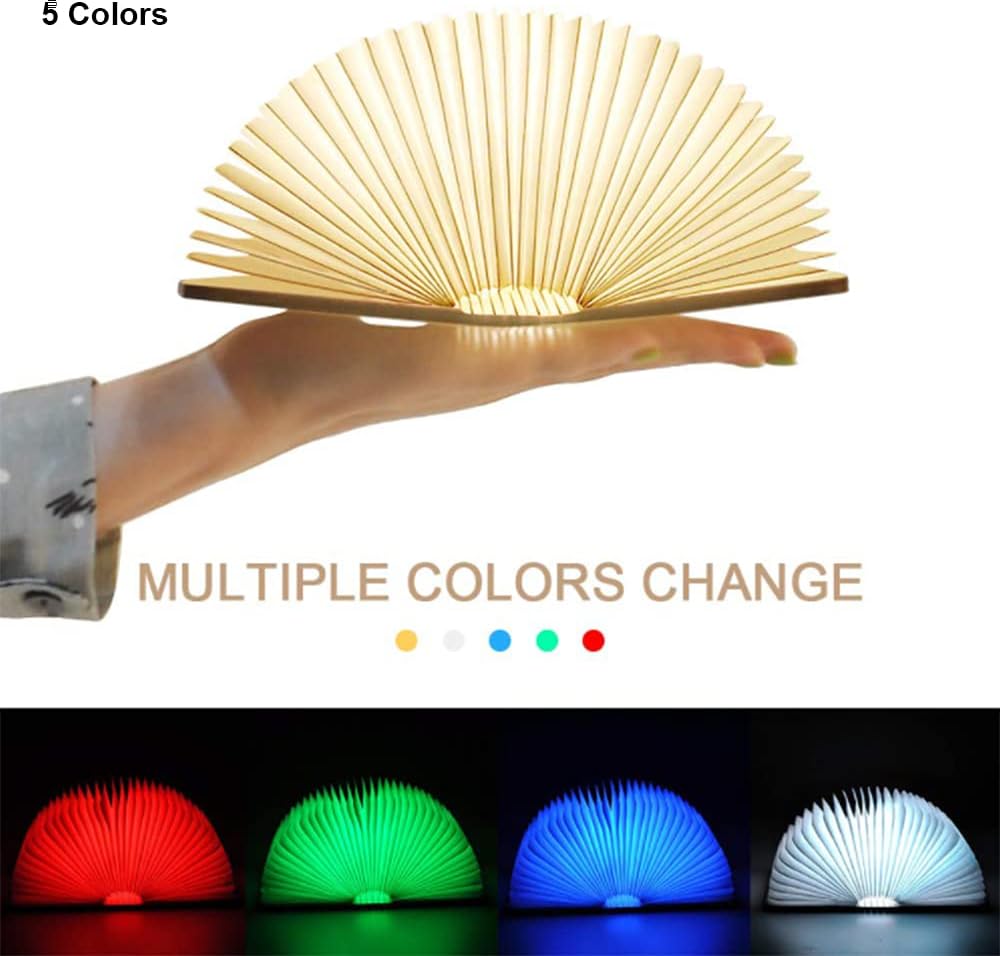 Lámpara de libro plegable novedad lámpara de mesa de madera portátil luz de escritorio LED linterna de papel con USB recargable para regalo