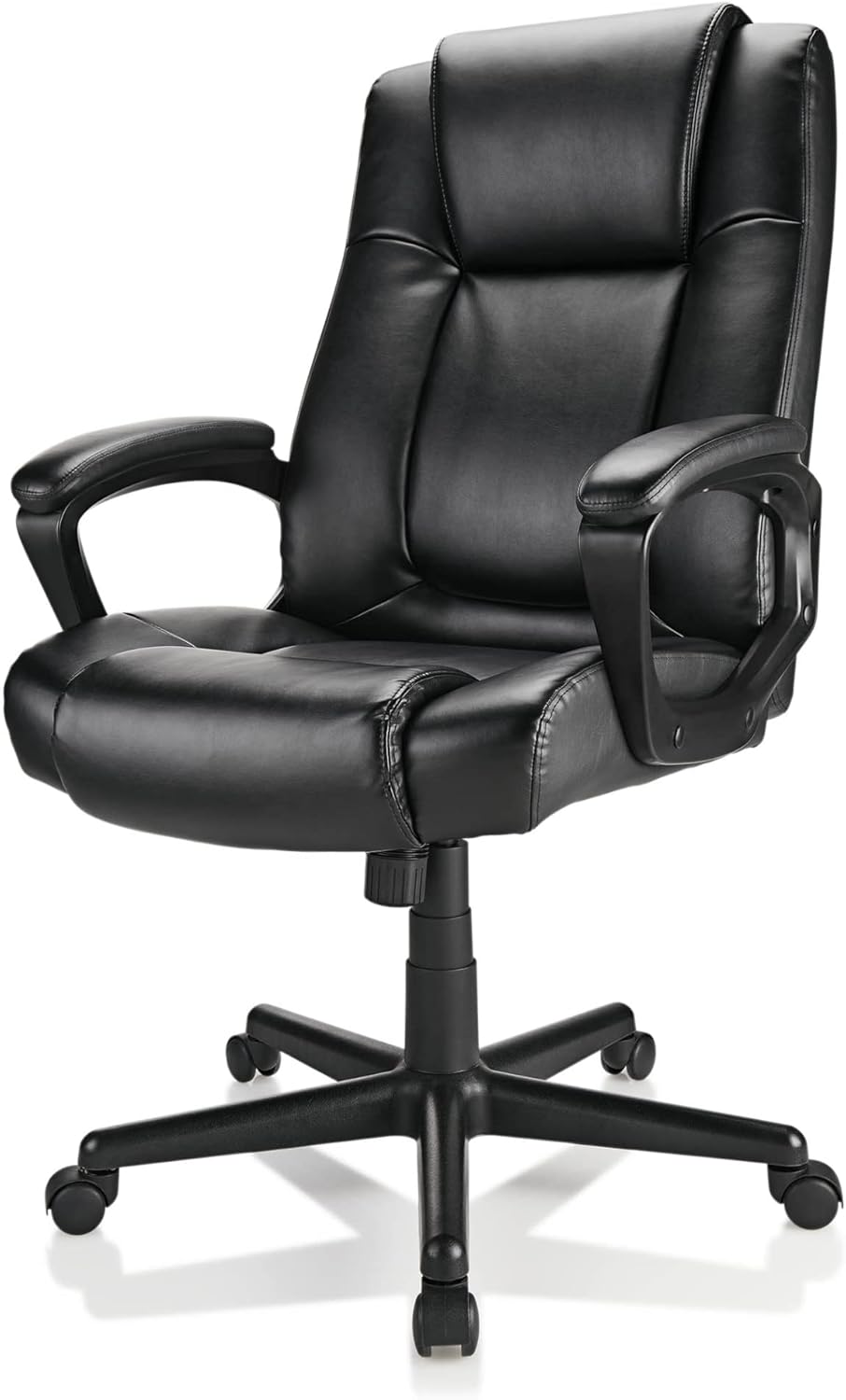 Realspace Hurston Silla ejecutiva de cuero regenerado con respaldo alto, negro, compatible con BIFMA