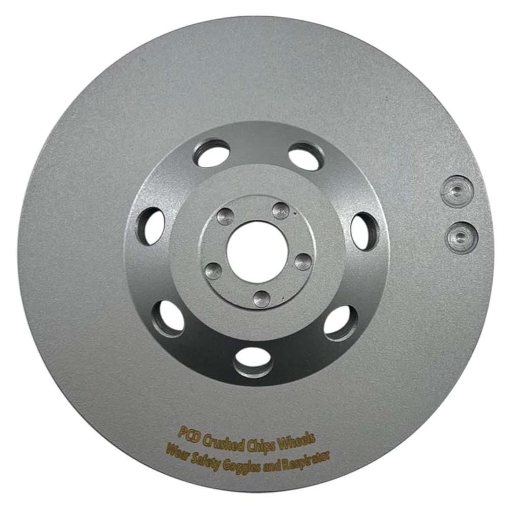 Muela abrasiva PCD de 6″ para epoxi, pegamento, masilla y pintura, 7 segmentos PCD de viruta triturada, Hilti DG150 Arbor