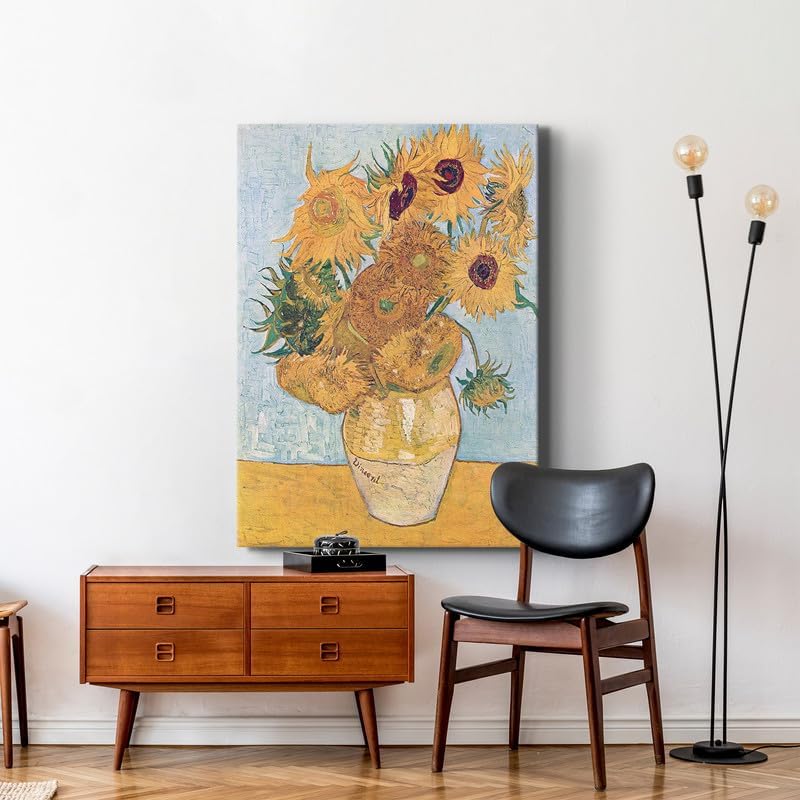 CanvasWAY – Vincent van Gogh – Cuadro clásico floral sobre lienzo de algodón, marco de madera para decoración del hogar y regalos (36 x 47 x 1.5