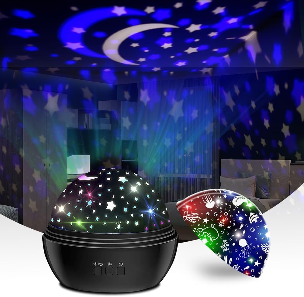 Proyector de estrellas de luz nocturna para niños, proyector astronauta de galaxia, luces LED de luz nocturna para dormitorio, proyector de luz