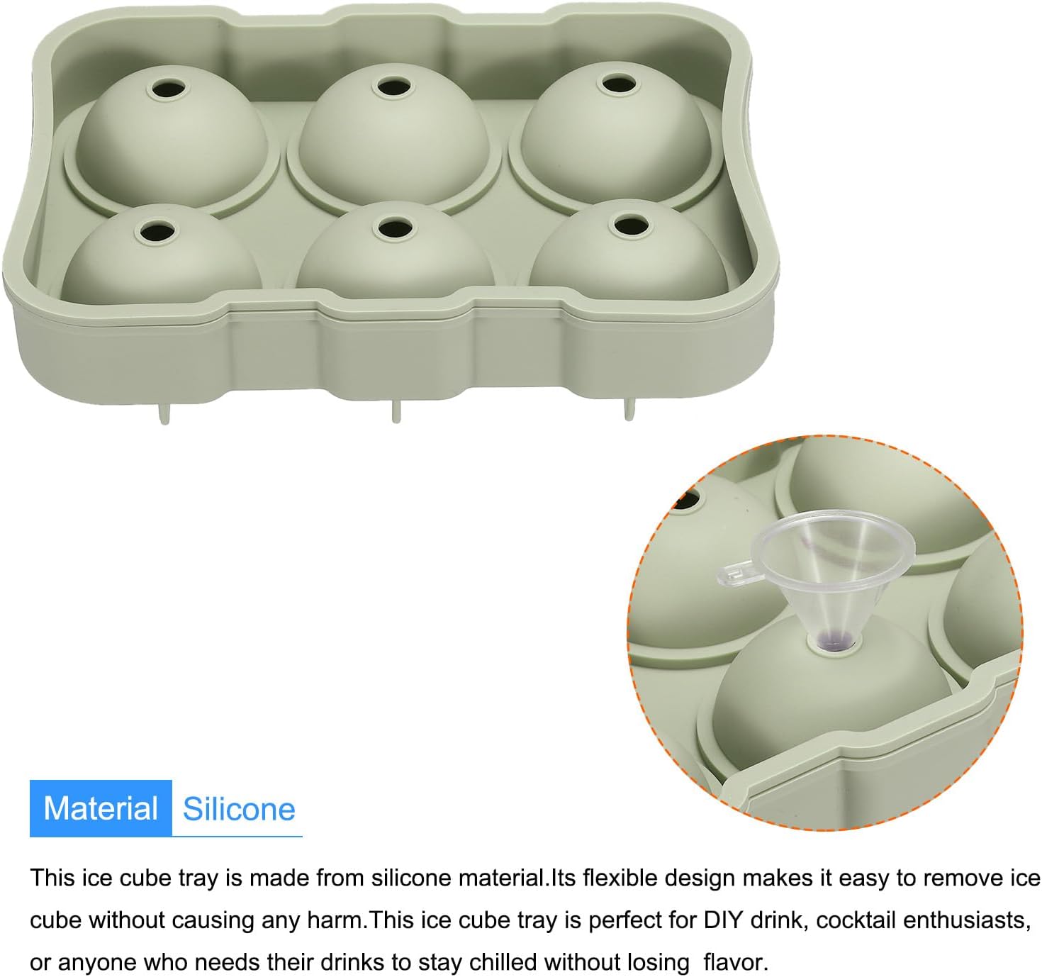 MECCANIXITY Bandeja para cubitos de hielo (juego de 3), máquina de bolas de hielo de esfera verde y bandeja cuadrada para cubitos de hielo para
