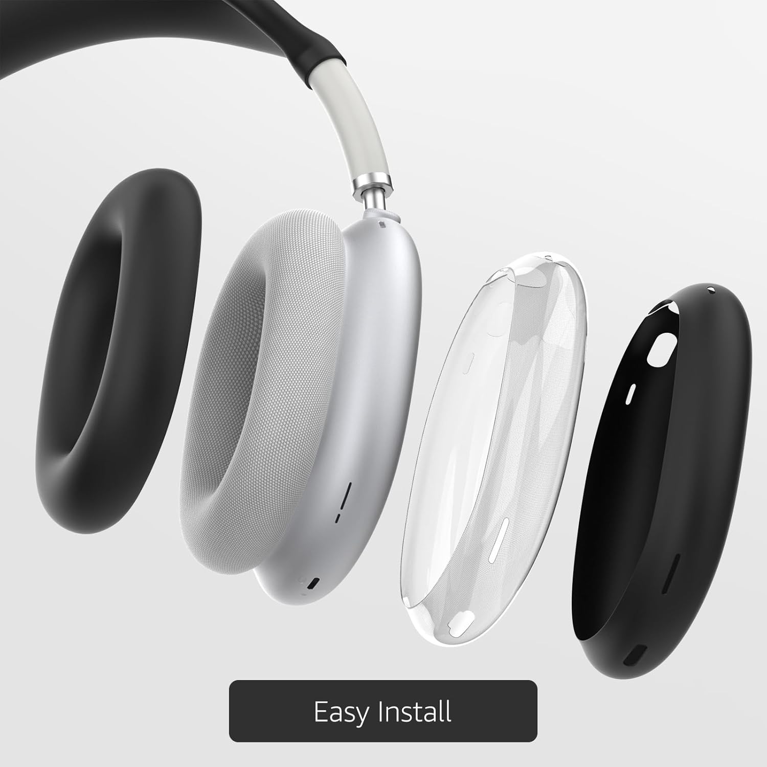 Funda de silicona para AirPods Max, funda transparente de TPU suave para los oídos, cubierta para la diadema para AirPod Max, kit de limpieza,