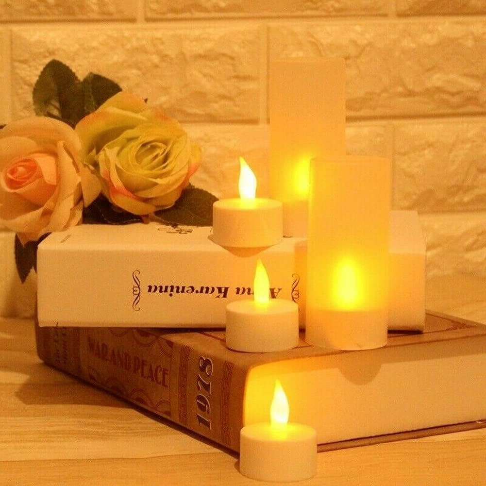 Velas recargables LED sin llama Cargador USB con pilas Lámpara de té (amarillo)