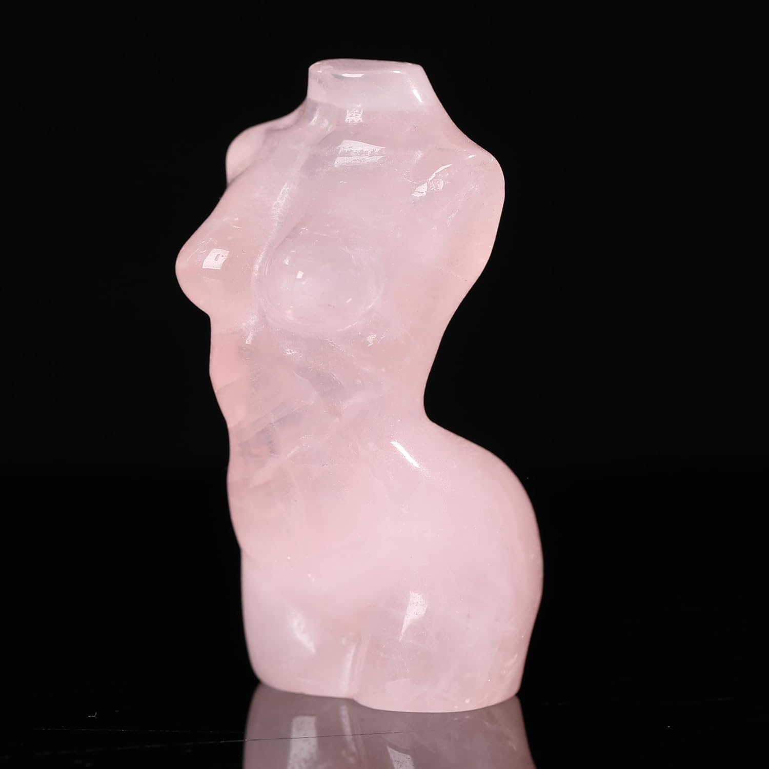 Potente estatua corporal de cristal de cuarzo rosa natural de 3 pulgadas, modelo femenino tallado a mano para curación y energía positiva,