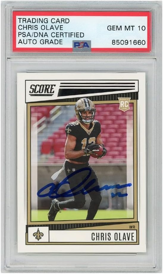 Chris Olave 2022 Panini Score Football Autograph Rookie Card #378 PSADNA 10