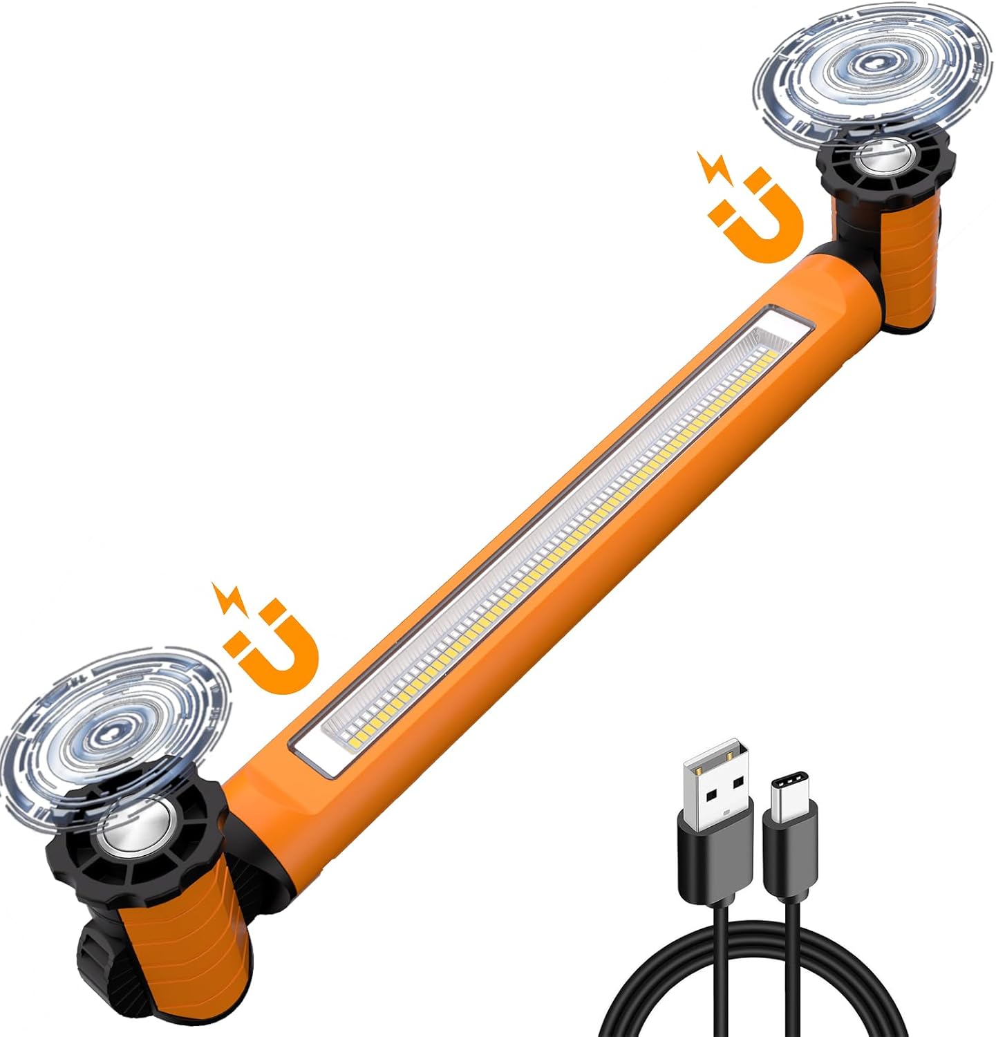 MEIHUA Luces de trabajo magnéticas para debajo del capó, 3000 lúmenes, barra de luz LED recargable con ganchos, IP65 portátil, luces estroboscópicas