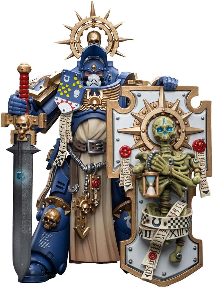 HiPlay JoyToy Warhammer 40K Ultramarines Primaris Capitán con escudo de reliquia y espada de poder a escala 118 Figura de acción coleccionable