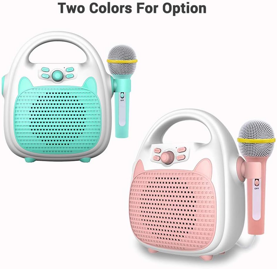 JINGFENG Máquina de karaoke recargable portátil con micrófono BTtarjeta de memorialuces de conectividad USB para niños y niñas