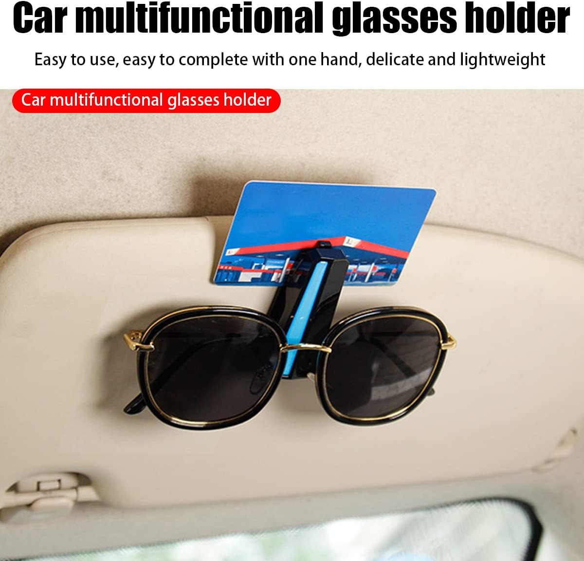 Soporte para lentes de sol para automóvil, clip brillante para colgar lentes de sol para hombres y mujeres, soporte multifuncional para anteojos con