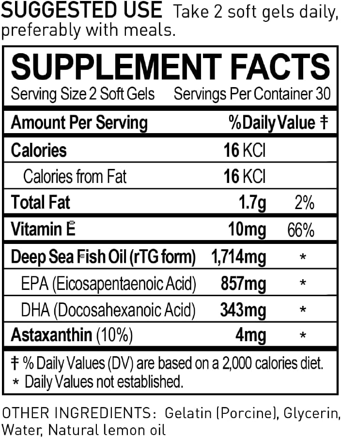 NANOWELL Omega-3 rojo con astaxantina, DHA y EPA – Apoyo inmunológico, aceite de pescado – 60 cápsulas blandas x 1 caja (60 unidades)