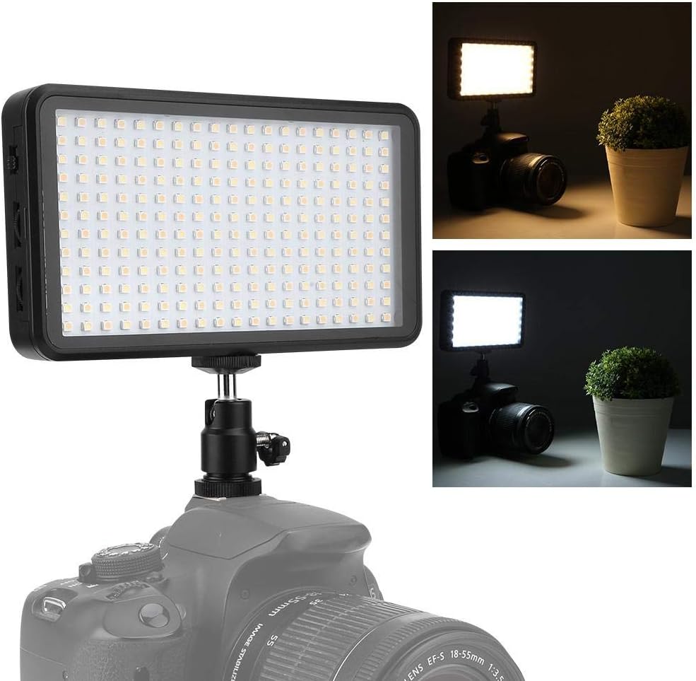 PUSOKEI Luz de video LED, W228 3200K6000K lámpara de panel de luz LED, 228 cuentas LED de fotografía luz de relleno para cámara Nikon para Canon