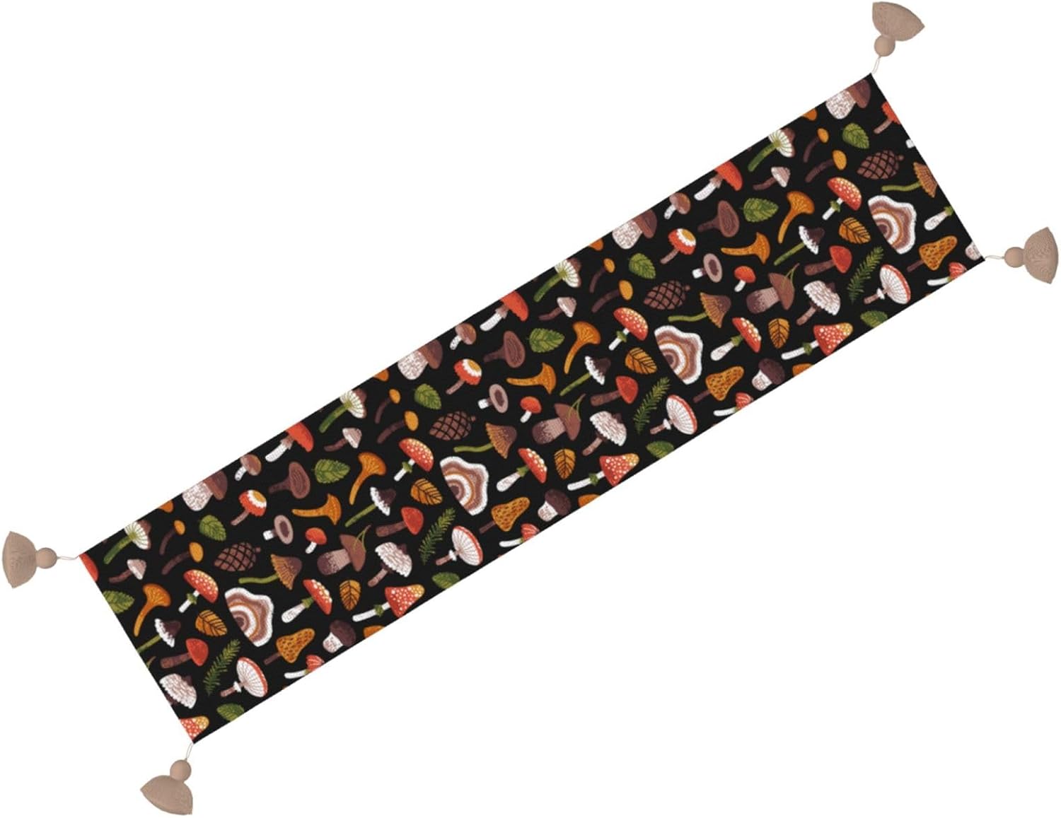 Camino de mesa de Navidad con hongos y hojas, decoración de mesa de comedor, decoración de Navidad, decoración de interiores del hogar, caminos de