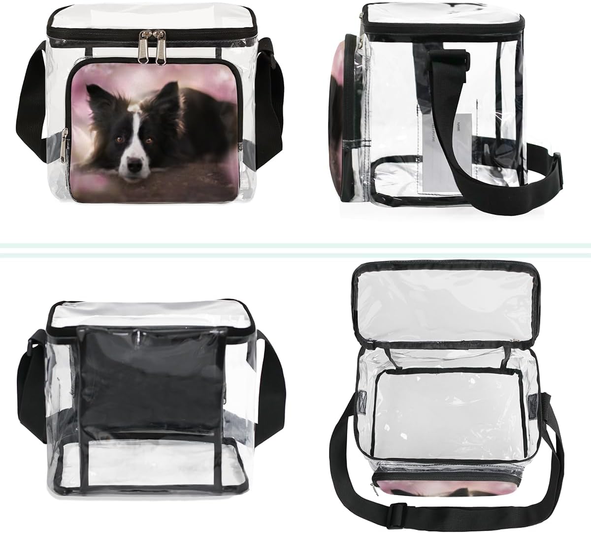Border Collie – Bolsa transparente para perro, bolsas transparentes para mujer, mochila transparente, bolsa transparente, bolsa de almuerzo