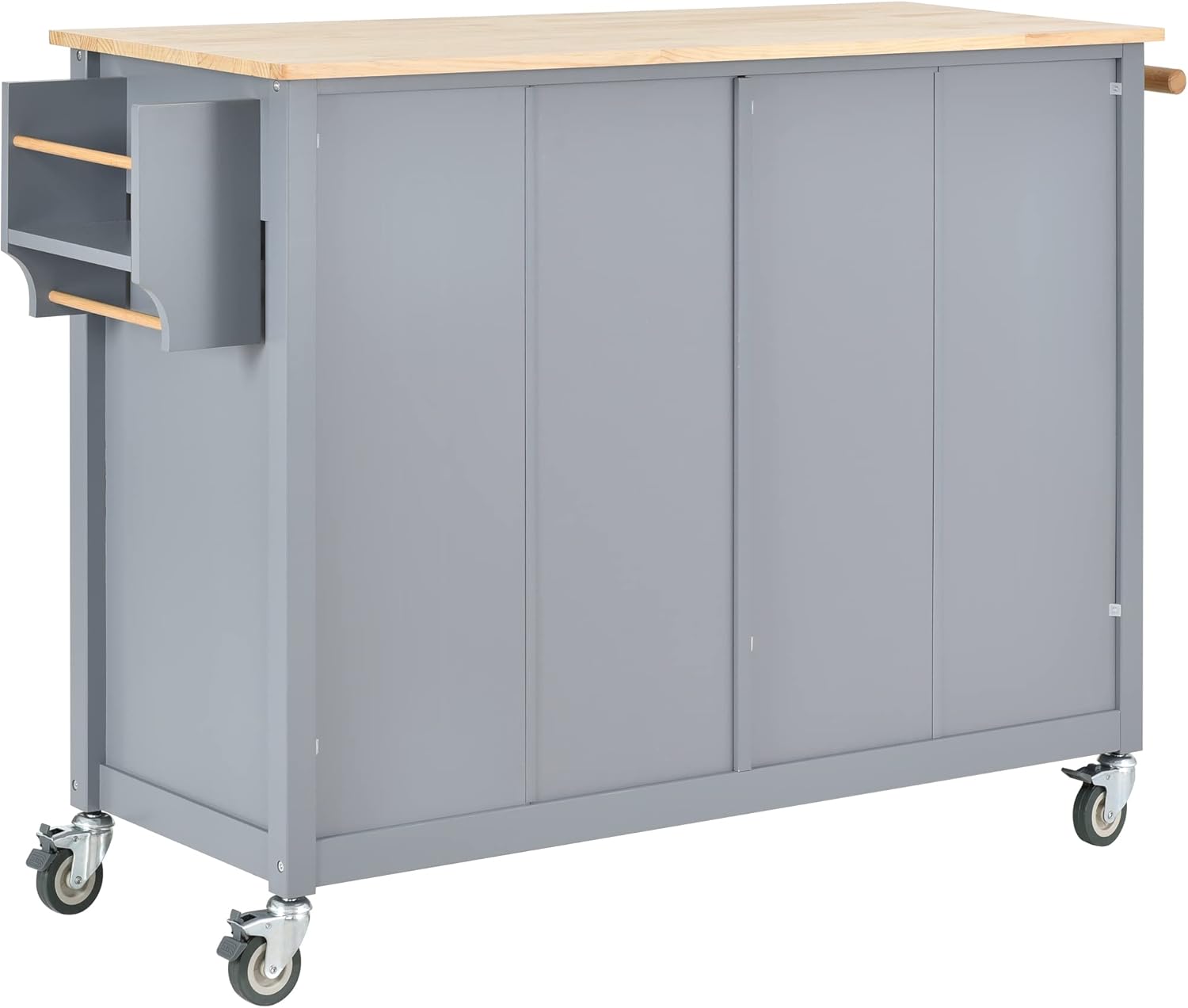 Isla de cocina rodante con almacenamiento, carrito de mesa de cocina portátil, 2 cajones y ruedas con cerradura, 2 gabinetes, encimera de madera de