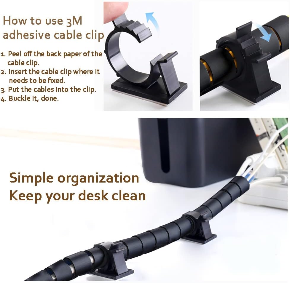 Funda grande de tubo de organización de cables de policarbonato para debajo del escritorio, organizador de cables para cables, 2 unidades, color