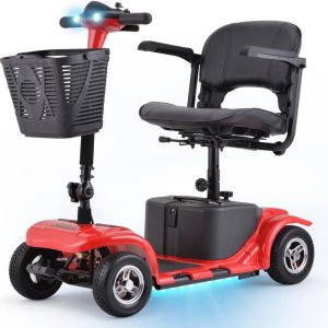 Skmc – Scooter de movilidad para adultos, personas mayores, 4 ruedas, dispositivo cargable eléctrico para viajes, ligero y portátil, con faros LED y Skmc – Scooter de movilidad para adultos, personas mayores, 4 ruedas, dispositivo cargable eléctrico para viajes, ligero y portátil, con faros LED y