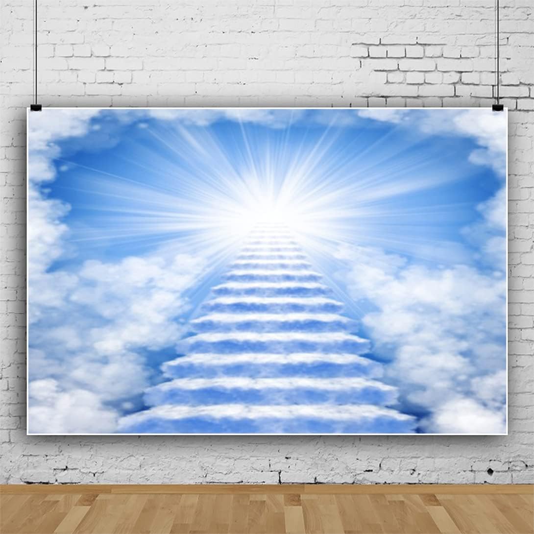 DORCEV Telón de fondo de 6 x 4 pies con temática de cielo para decoración de fondo con temática de cielo azul claro, nubes, eventos, iglesia,