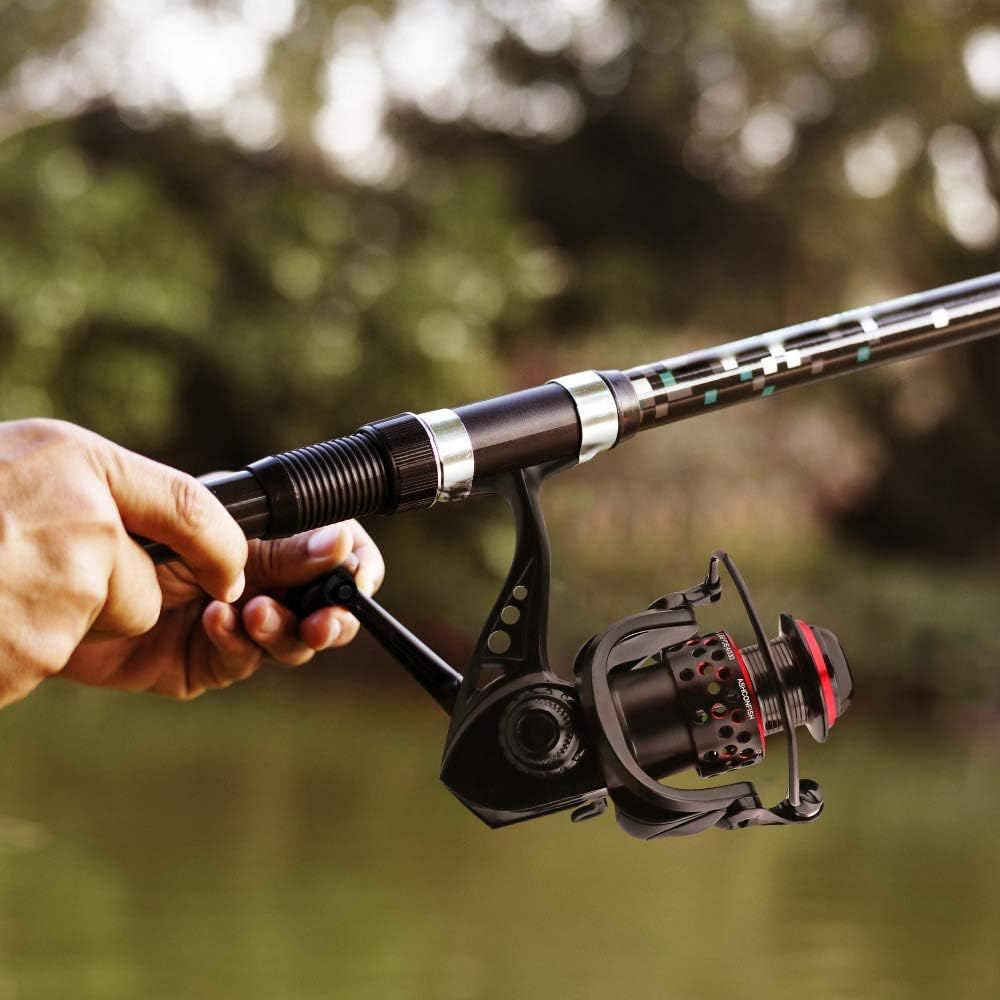 Ashconfish – Carrete giratorio para pesca en agua salada y dulce, de cuerpo ultraligero, con rodamiento 8 de acero inoxidable, relación de engranaje