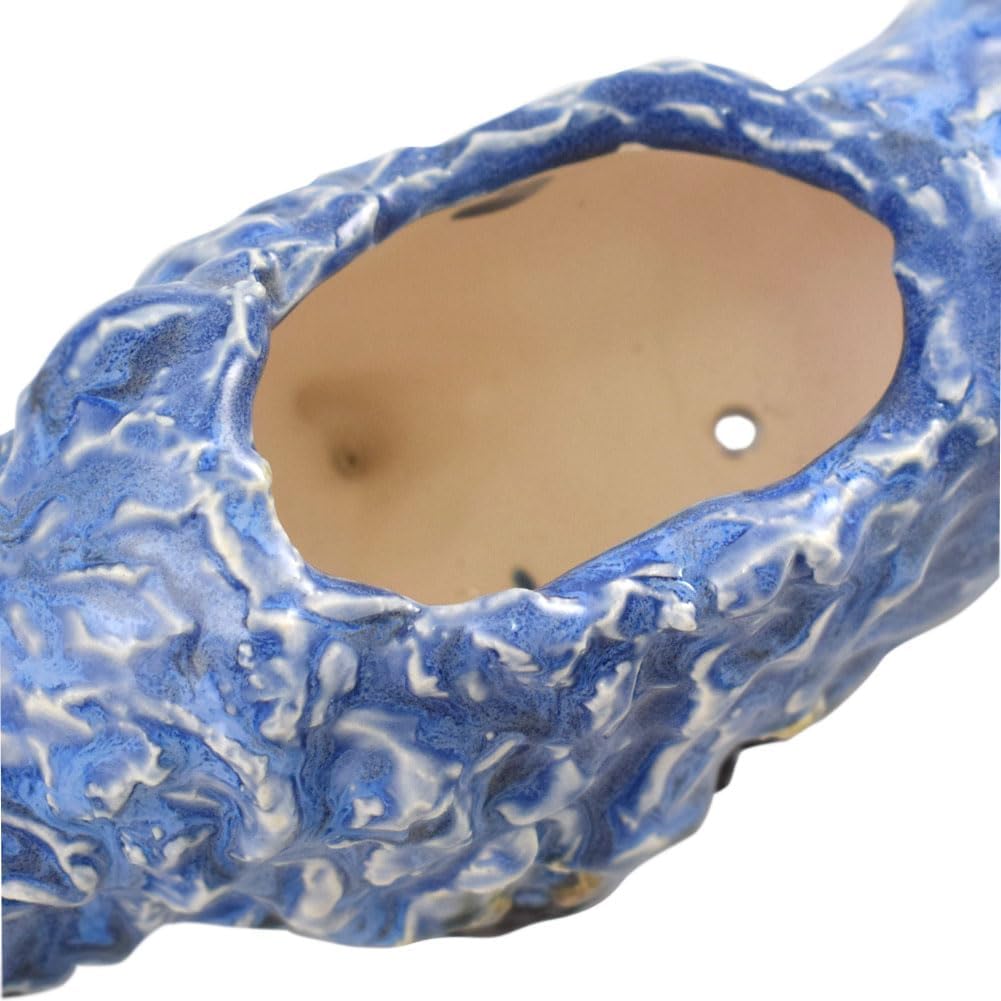 Maceta pequeña para suculentas de bisonte de cerámica, 4.75 pulgadas de alto, maceta rústica de cerámica (azul)