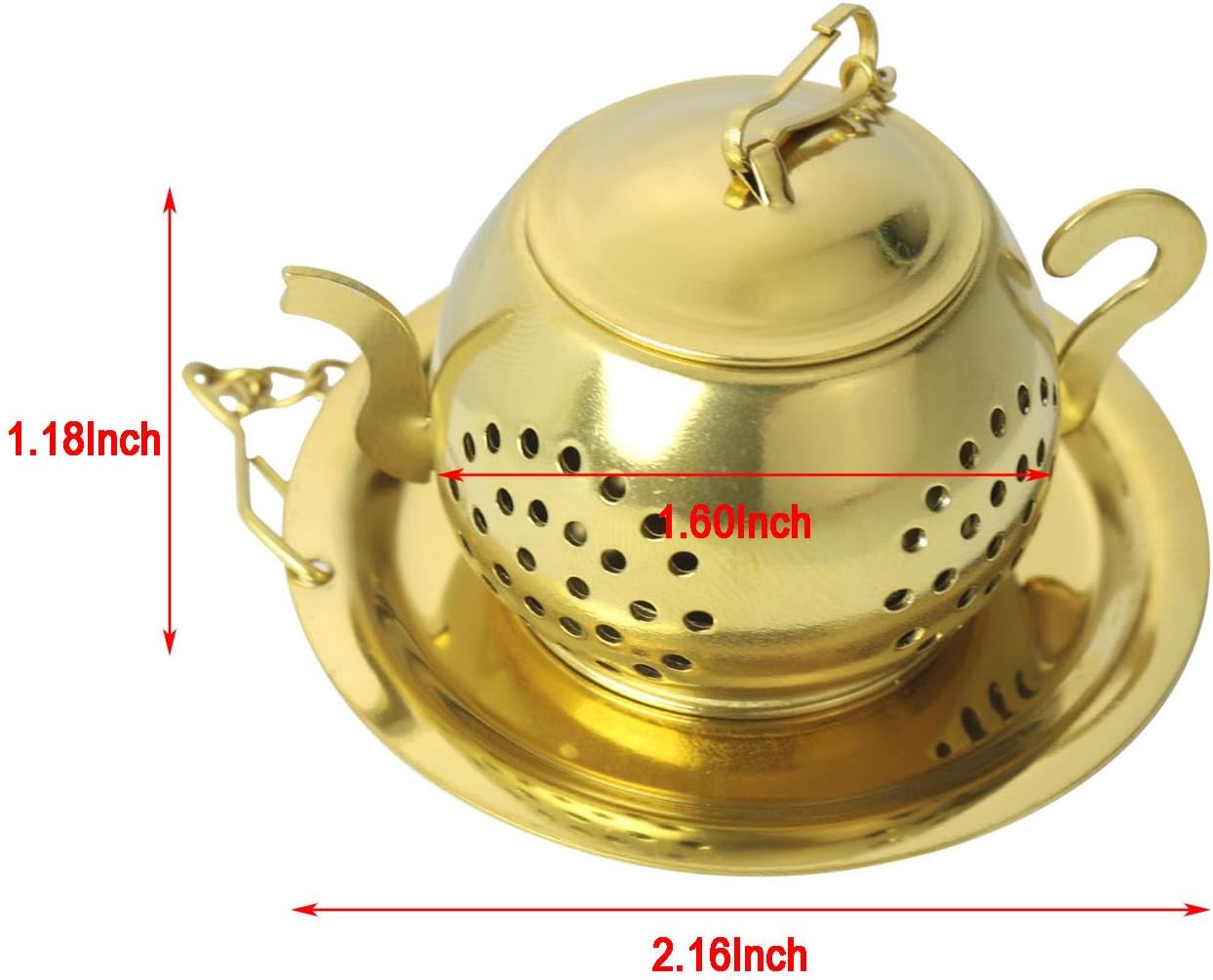 Infusor de té de acero inoxidable, filtro de té dorado para coladores de té sueltos, bola de té, bolsa de té reutilizable más empinada, bonita tetera