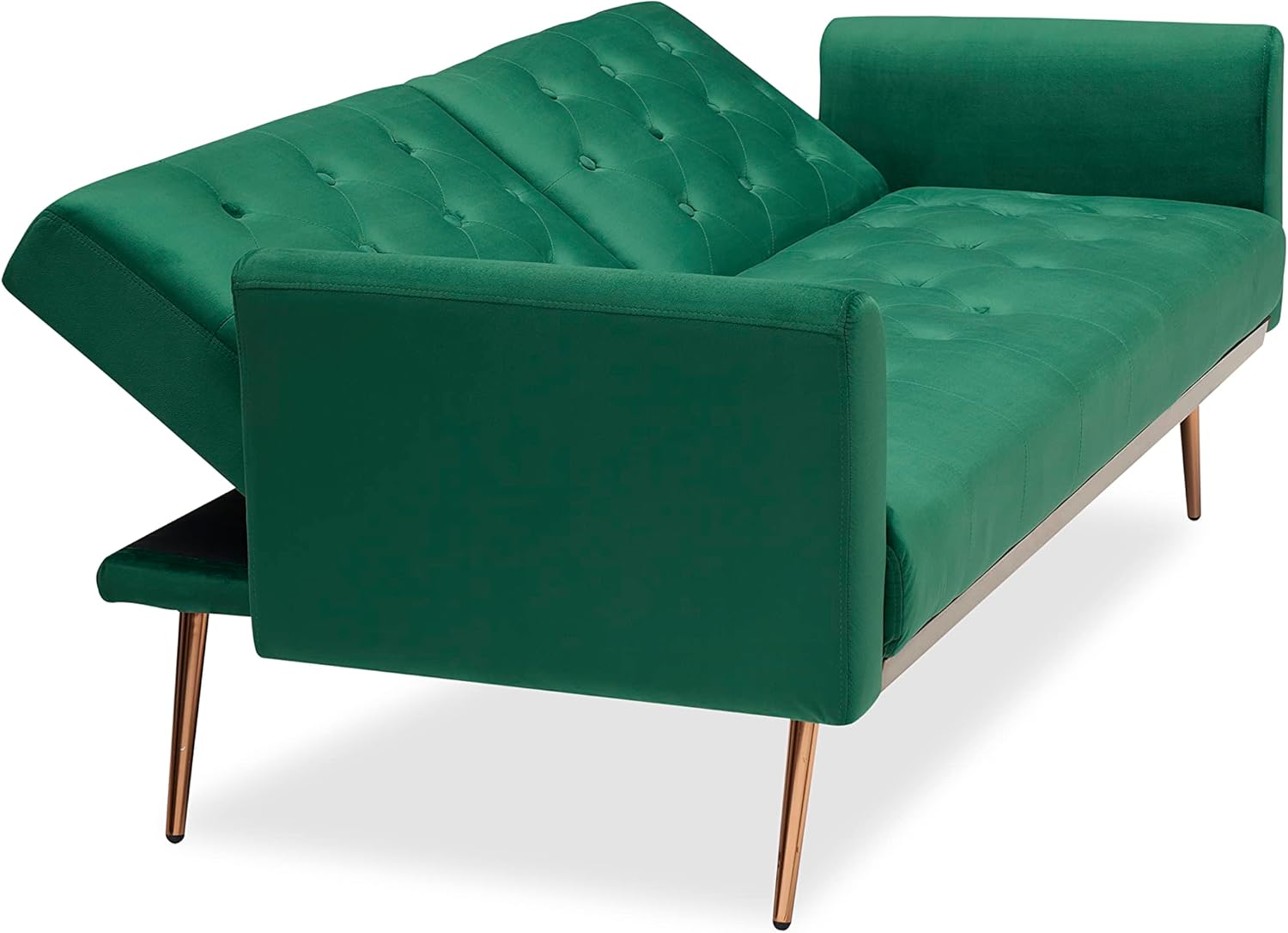 Eafurn Cama convertible con botones, sofá cama tapizado de terciopelo, respaldo ajustable y 5 pies de metal, sofá biplaza futón plegable para sala