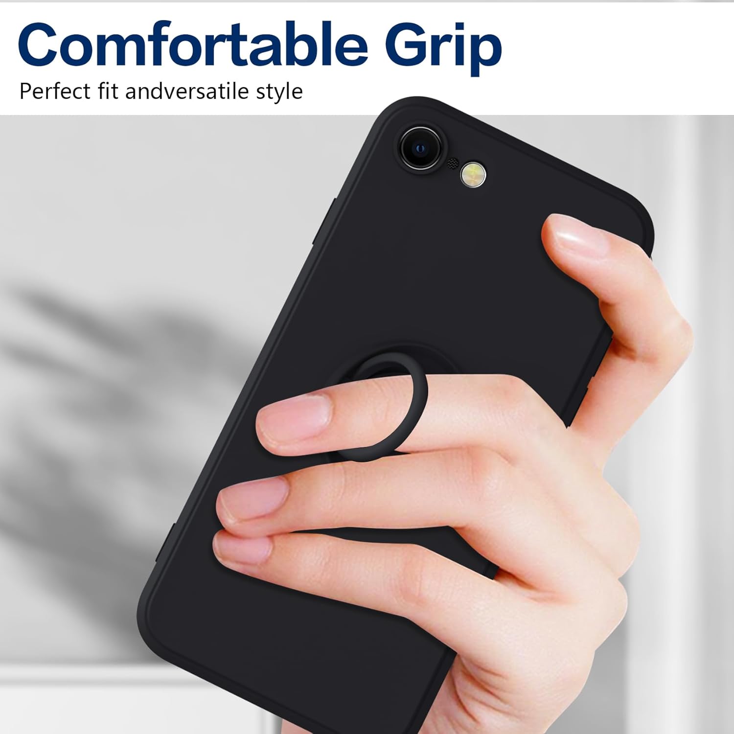 JUNAUTTB Funda para Samsung Galaxy S22 Ultra 5G con anillo, funda delgada y suave de silicona líquida, soporte de anillo giratorio de 360 integrado,