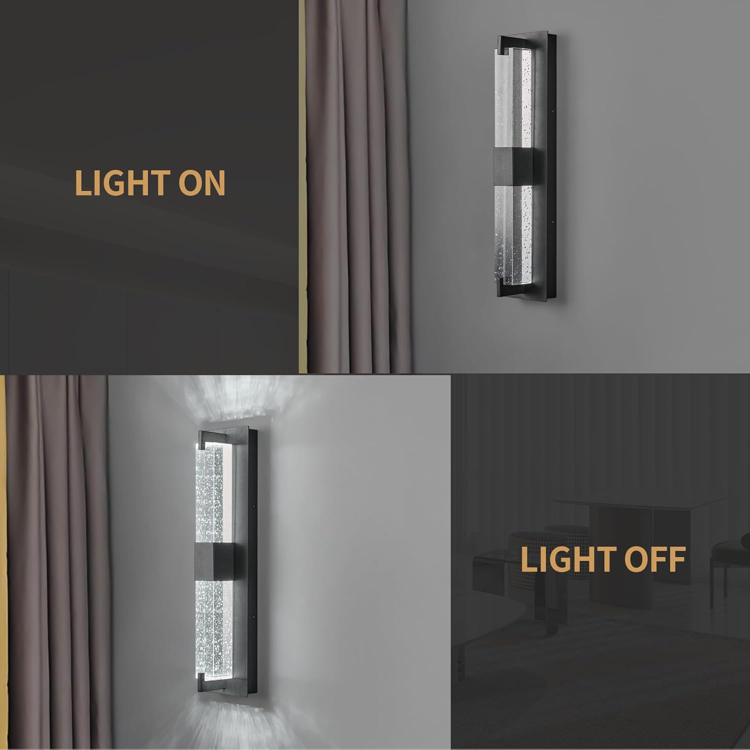 Modernos apliques de pared de cristal negro, elegante iluminación de pared para sala de estar, dormitorio, baño, pasillo, puerta, escalera, mesita