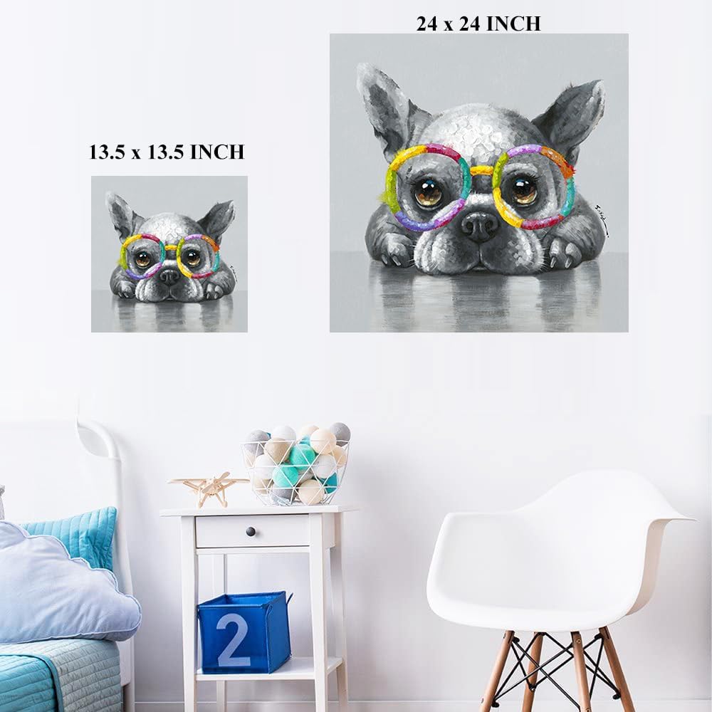 Kunstorner Lienzo decorativo para pared con diseño de perro lindo con diseño de animales, lienzo divertido para sala de estar, dormitorio, oficina,