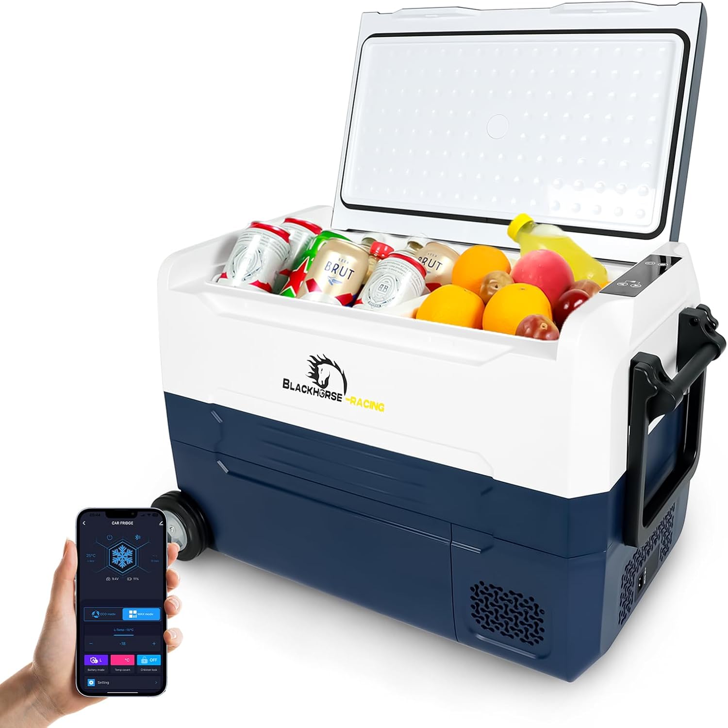Refrigerador de coche de 12 voltios, congelador portátil de 53 cuartos (50 litros), refrigerador de coche de zona grande, control de aplicación