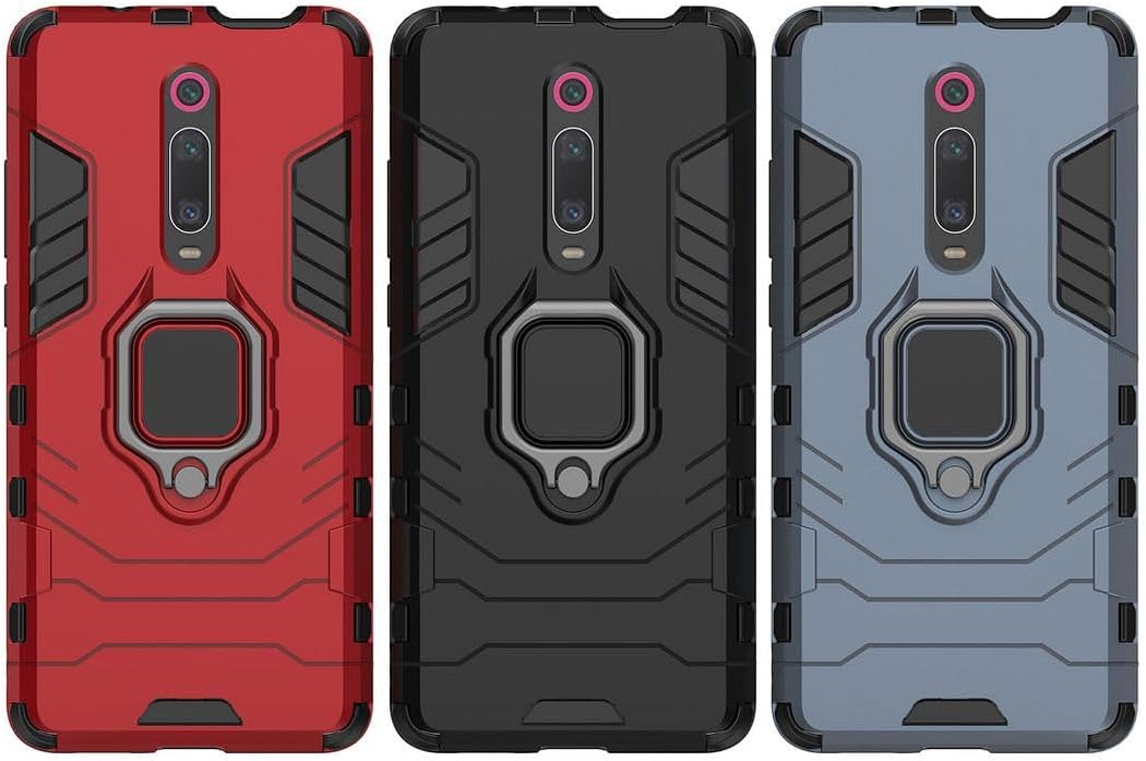 Funda para Xiaomi Mi 9T  Mi 9T Pro, Ring Kickstand Hybrid 2 en 1 PC y silicona Cubierta protectora a prueba de golpes de doble capa para Xiaomi Mi