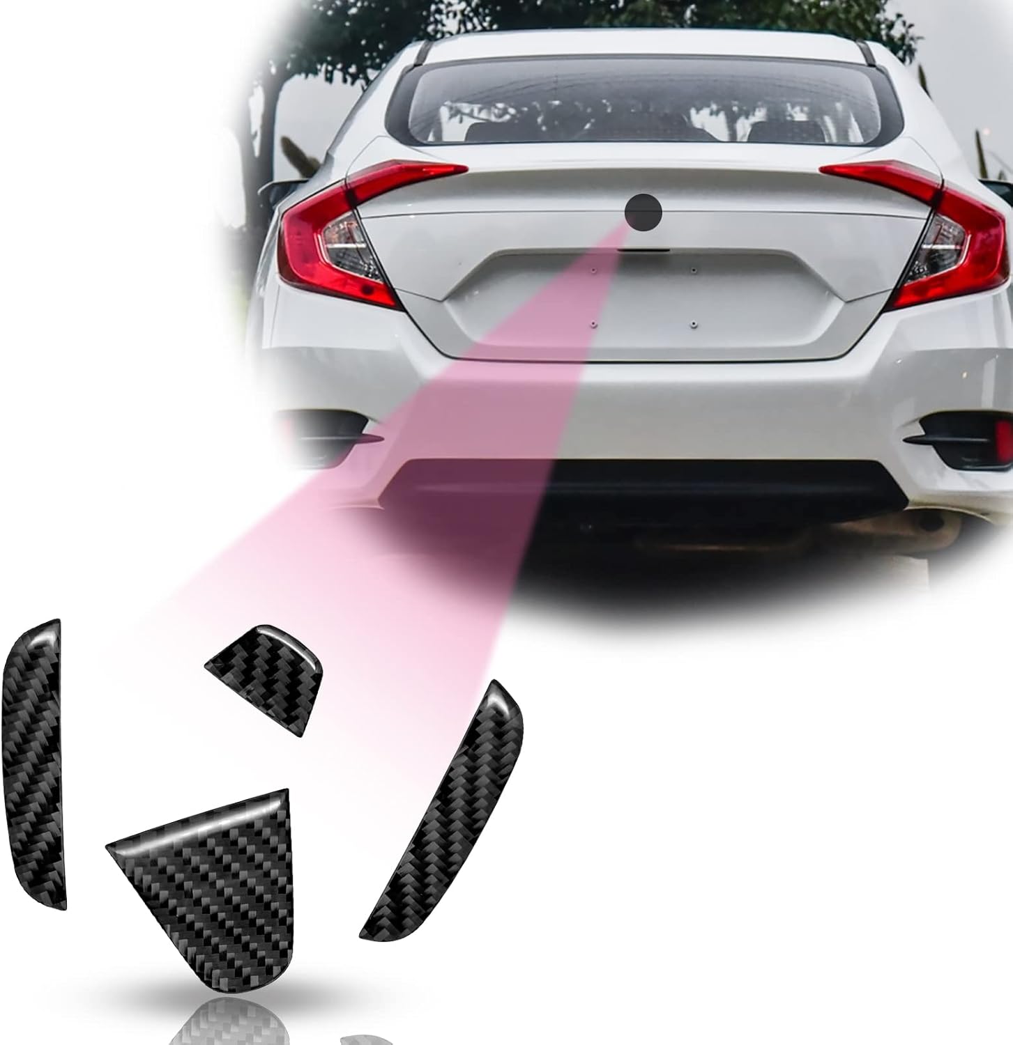 QianBao Adhesivo decorativo de fibra de carbono para la parte trasera del automóvil, accesorios exteriores, emblema para Honda Civic 2016 2017 2018