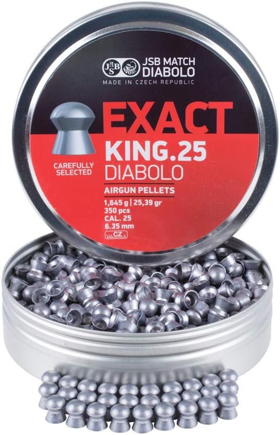 JSB Match Diabolo Exact King . 25 Cal, 25.39 Granos, Cúpula, 350 ct
