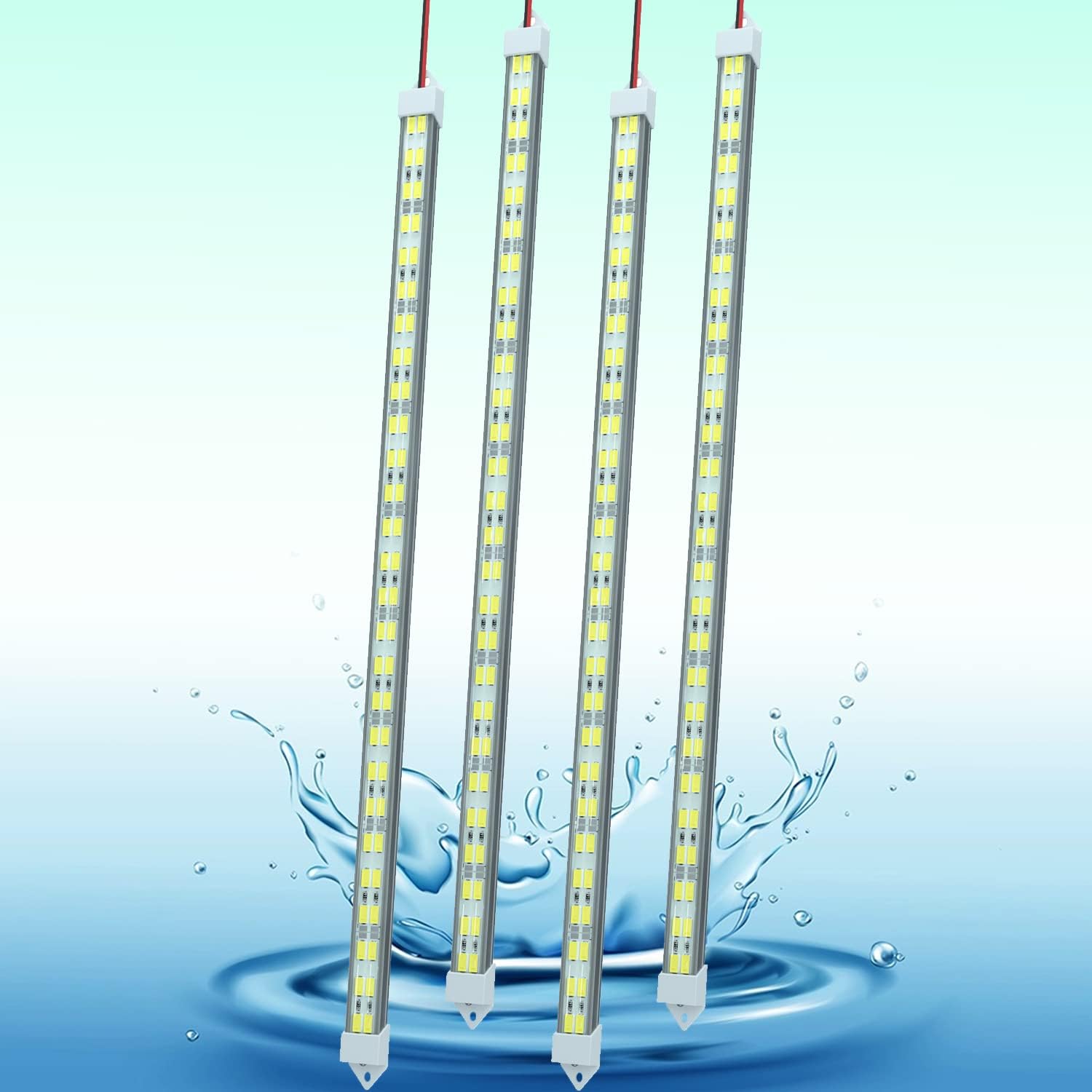 Barra de luz LED de 12 V impermeable, tira de luz LED LMGYES de 12 V, 54 LED, 7000 K, color blanco, cerrado, para remolque, armario, tira de luz LED