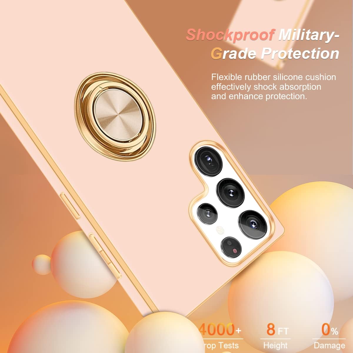 Fingic Funda para Samsung Galaxy S22 Ultra, Galaxy S22 Ultra con soporte de anillo de 360  con soporte de anillo de 360  Soporte magnético Soporte